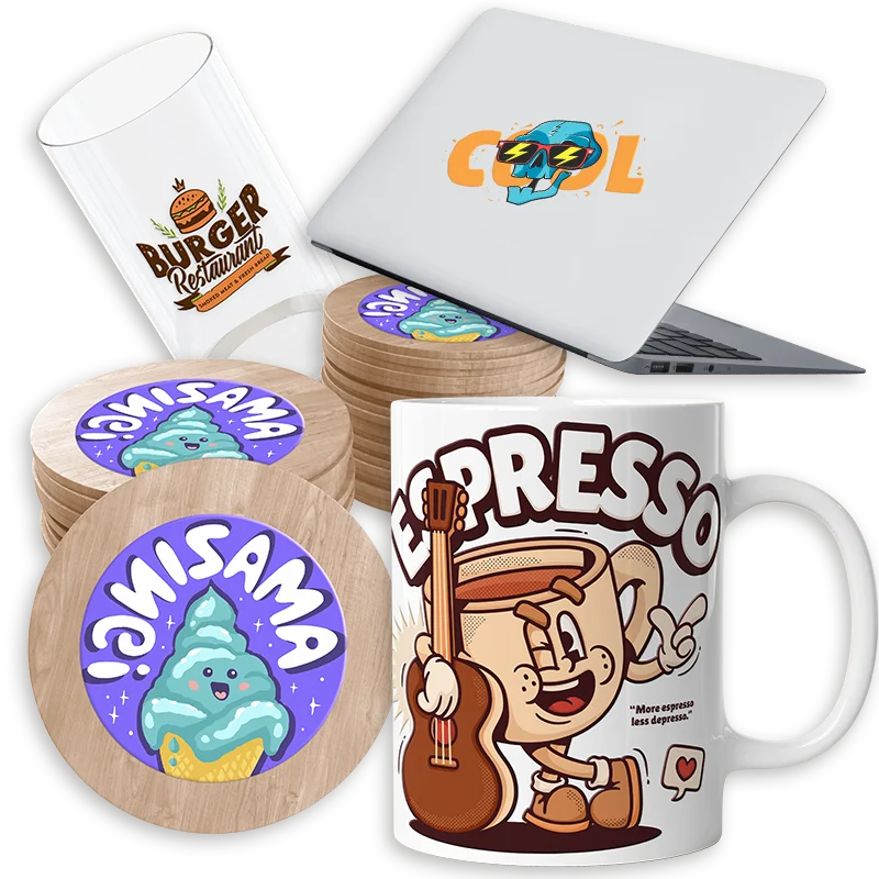 Pegatinas DTF UV resistentes al agua para merchandising