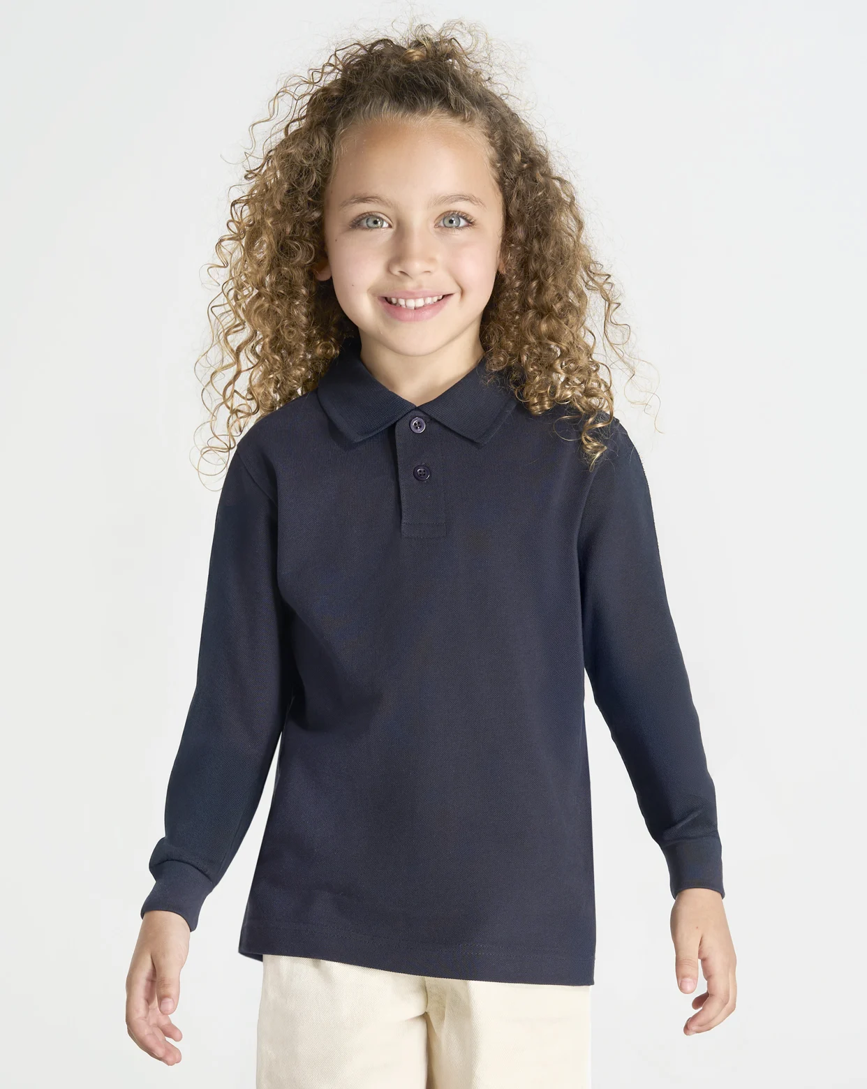 Polo JHK Kid manga larga PKID210LS 210g puños canalé uniforme escolar invierno infantil