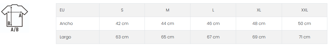 Camiseta JHK Mujer Manga Larga Premium 170g | Con Puños | Personalizada 1 Tabla de tallas camiseta JHK Mujer Manga Larga medidas