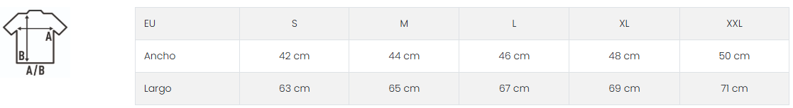 Camiseta JHK Mujer Cuello Pico Comfort 145g | Corte Elegante V-Neck | Personalizada 1 Tabla de tallas camiseta JHK Mujer Cuello Pico Comfort medidas