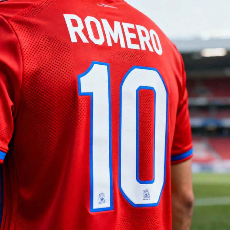 Dorsal personalizado con nombre impreso en DTF sobre camiseta deportiva