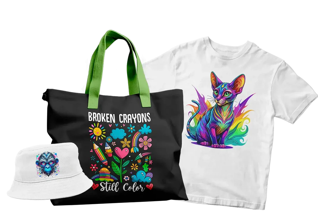 Gorras y bolsos personalizados con DTF textil