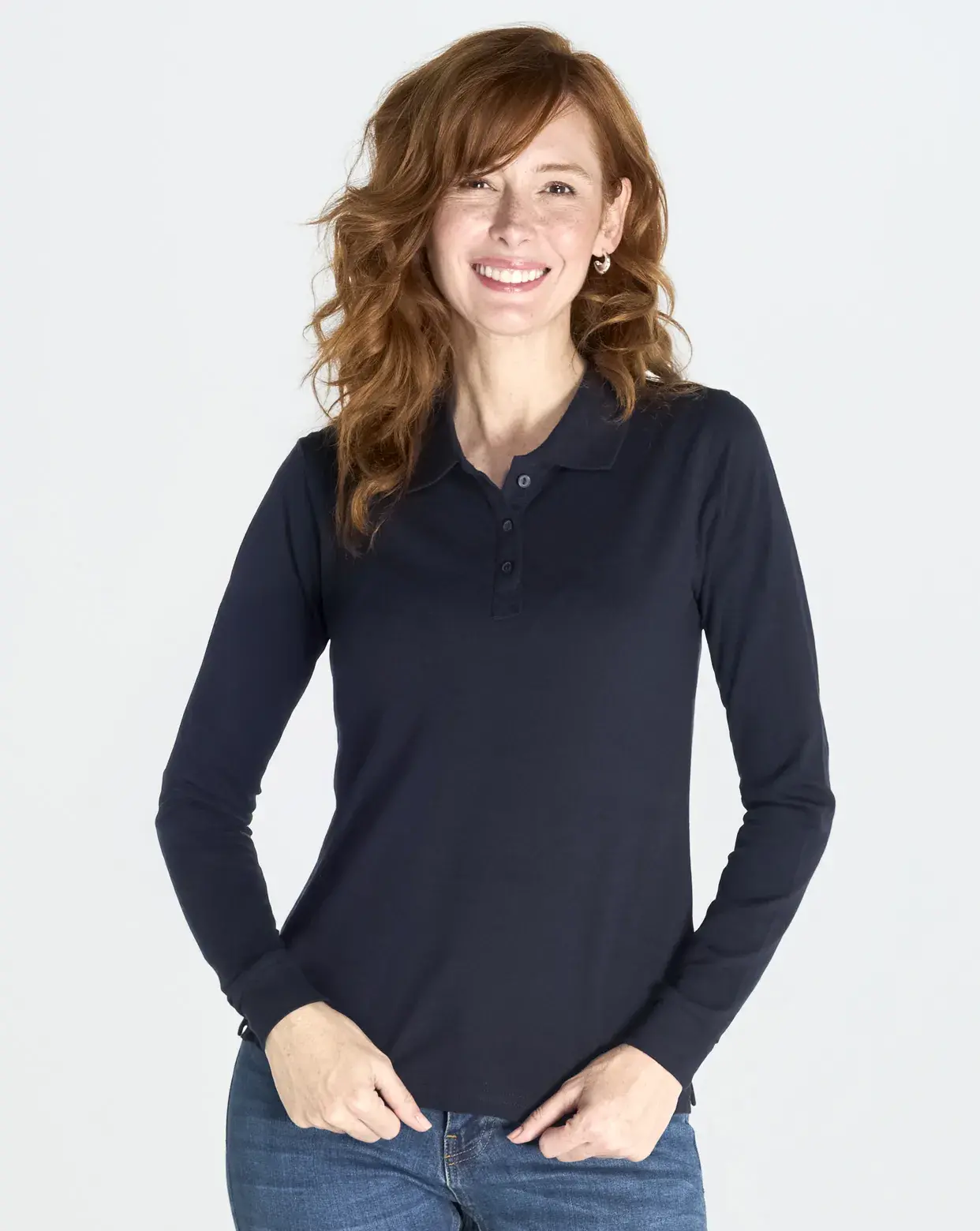 Polo JHK Regular LS Lady manga larga 200g puños canalé uniforme invierno hostelería clínicas