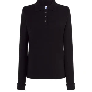 Polo Regular LS Lady JHK Negro Manga Larga | DTF Polo manga larga mujer JHK Regular LS Lady POPL200LS negro 200g personalizado DTF uniforme