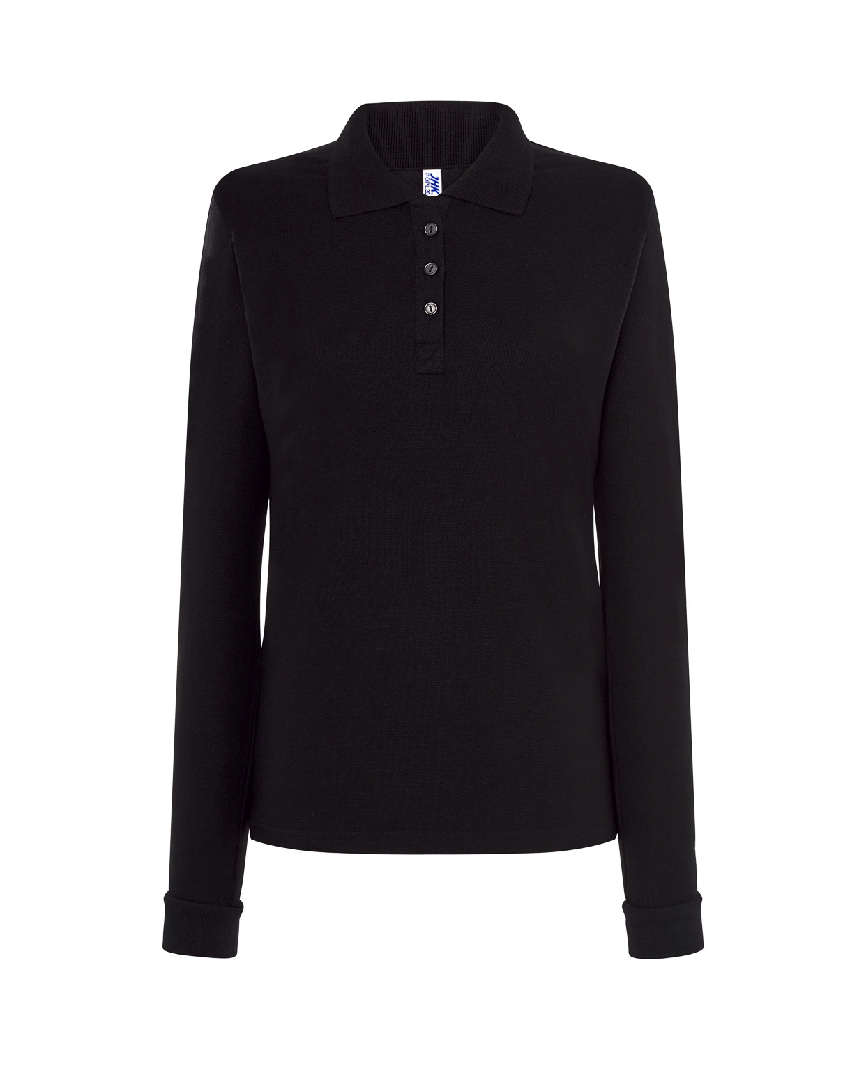 Polo Regular LS Lady JHK Negro Manga Larga | DTF Polo manga larga mujer JHK Regular LS Lady POPL200LS negro 200g personalizado DTF uniforme