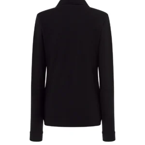 Polo Regular LS Lady JHK Negro — Vista Espalda Polo manga larga mujer JHK POPL200LS negro espalda personalizado DTF