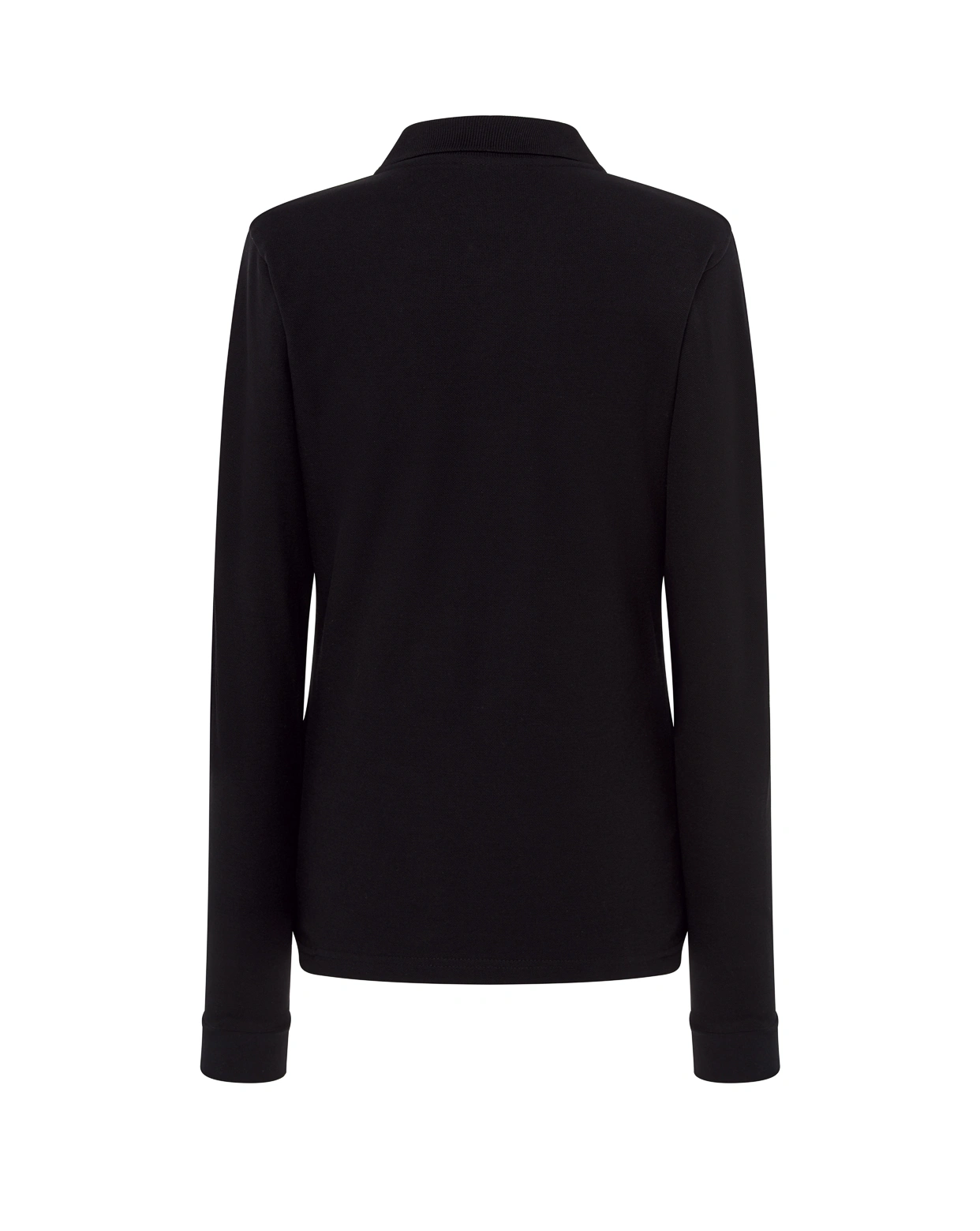 Polo Regular LS Lady JHK Negro — Vista Espalda Polo manga larga mujer JHK POPL200LS negro espalda personalizado DTF