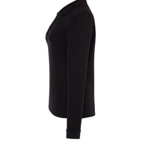 Polo Regular LS Lady JHK Negro — Vista Lateral Polo manga larga mujer JHK POPL200LS negro lateral personalizado DTF