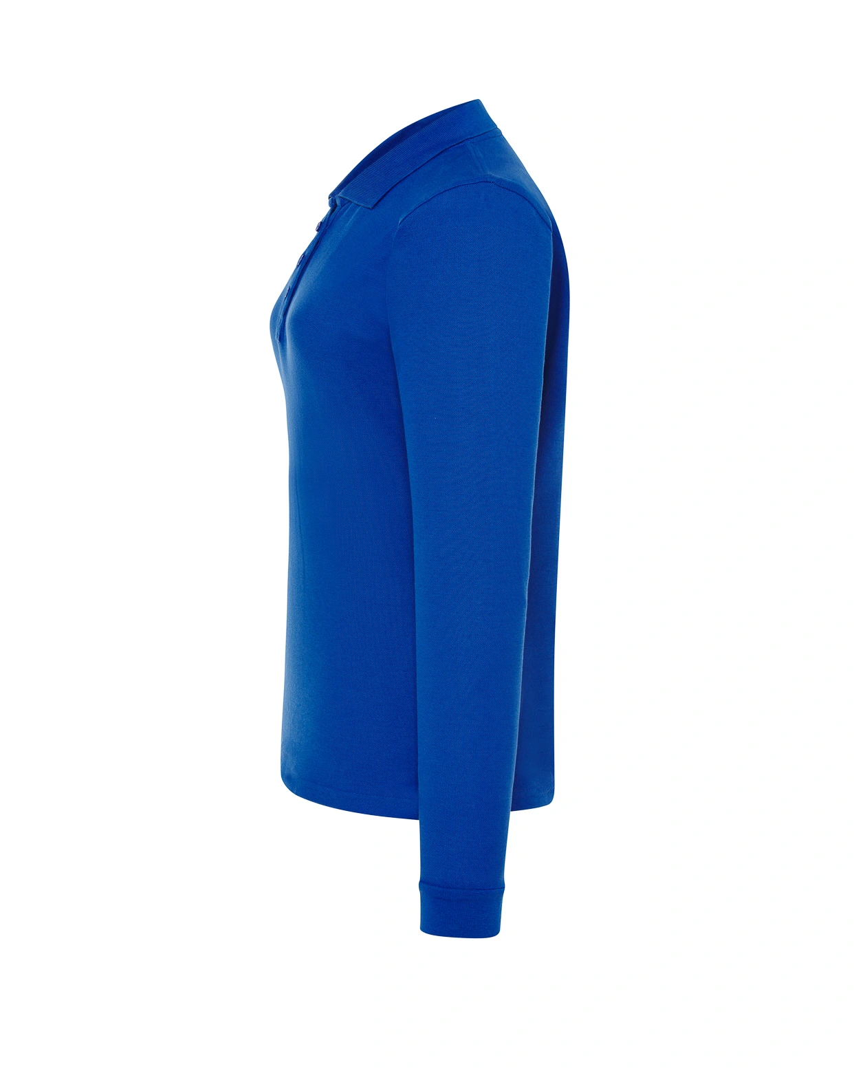 Polo Regular LS Lady JHK Royal — Vista Lateral Polo manga larga mujer JHK POPL200LS royal azul lateral vista personalizado DTF