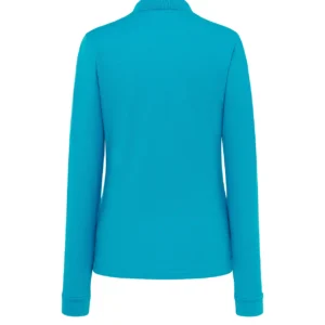 Polo Regular LS Lady JHK Turquesa — Vista Espalda Polo manga larga mujer JHK POPL200LS turquesa espalda vista personalizado DTF