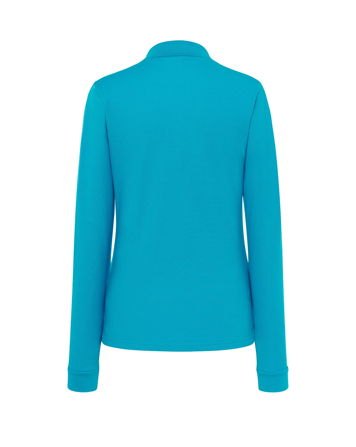 Polo Regular LS Lady JHK Turquesa — Vista Espalda Polo manga larga mujer JHK POPL200LS turquesa espalda vista personalizado DTF