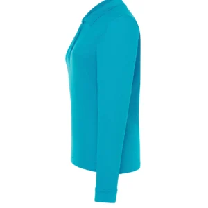 Polo Regular LS Lady JHK Turquesa — Vista Lateral Polo manga larga mujer JHK POPL200LS turquesa lateral vista personalizado DTF